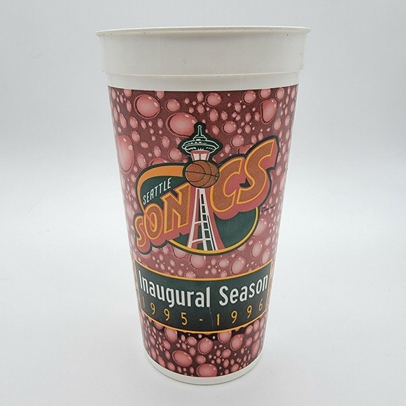 1995-96 Seattle Sonics Inaugural Season 16oz Plastic Cup - Vintage Key Arena - Picture 1 of 4